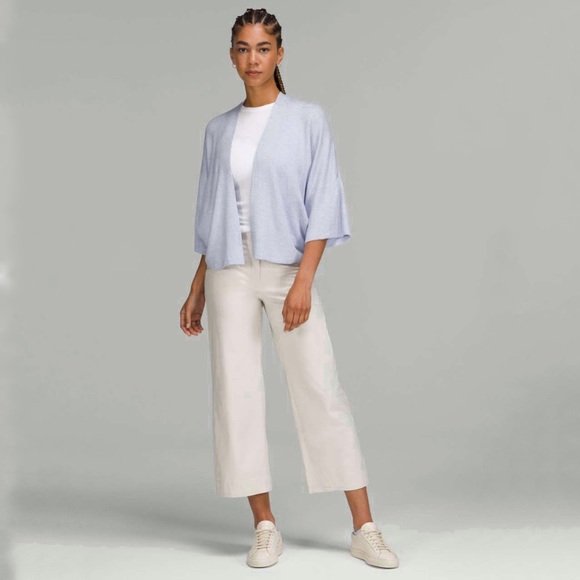 lululemon athletica Sweaters - Lululemon Boxy Cashlu Knit Wrap in 
Heathered Pastel Blue 2022 size